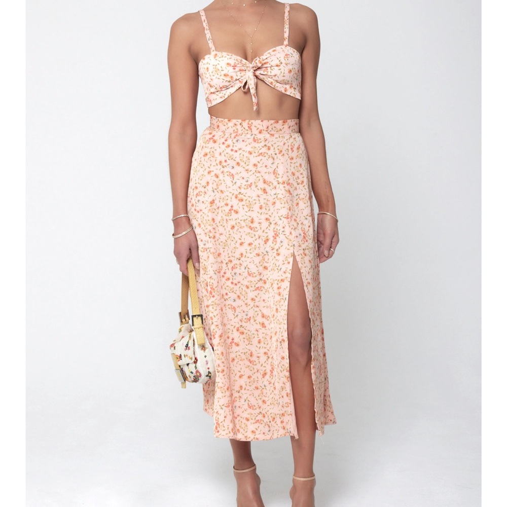 RESA Matching skirt & top.  Silky fabric, shown on model in different pattern.